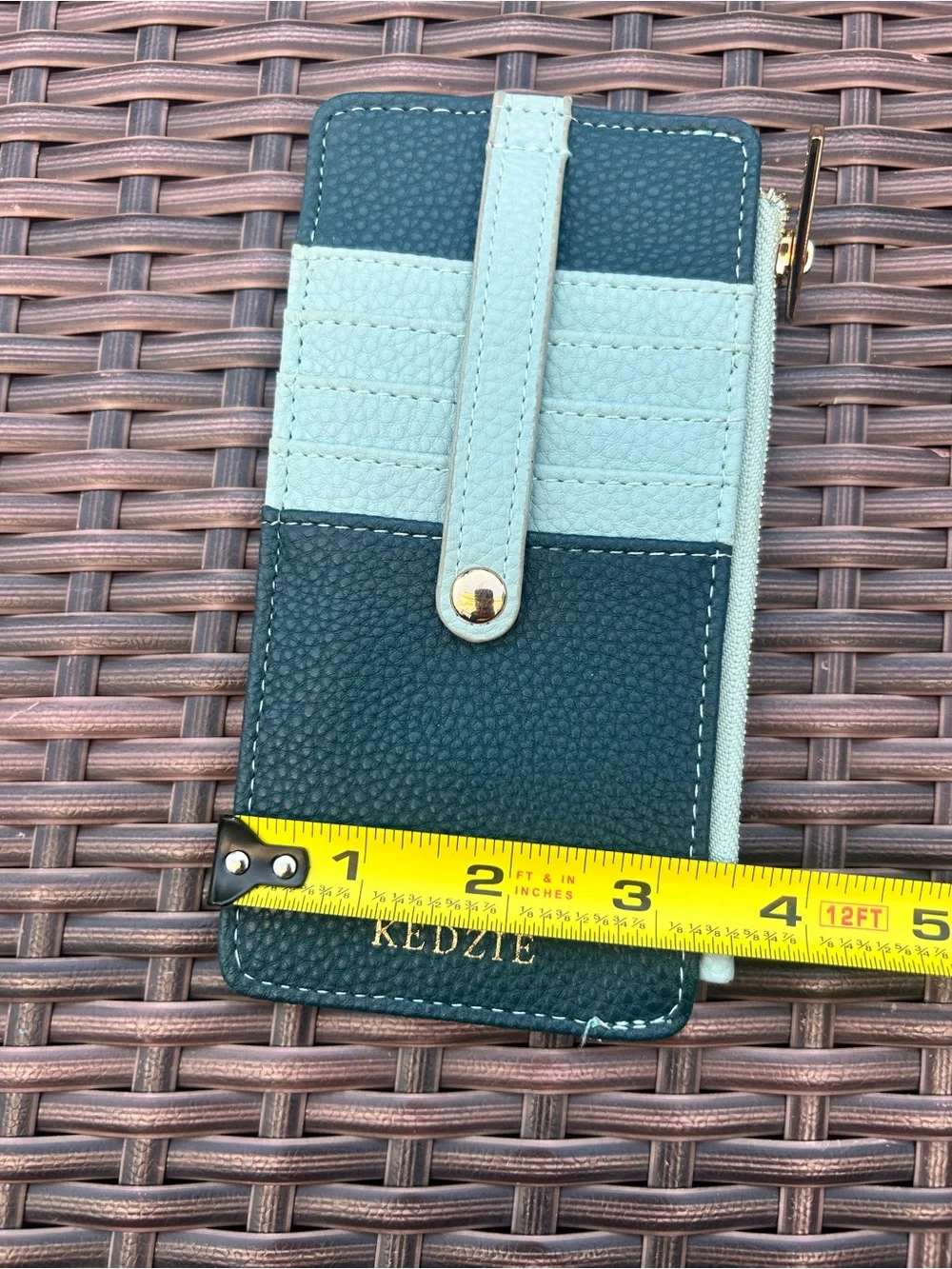 Kedzie Essentials Only Two-Tone Green Card Holder Wallet